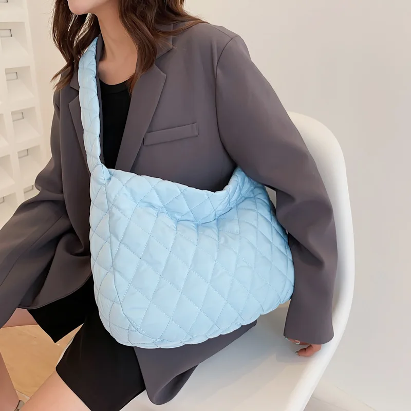 Women's Vintage Nylon Shoulder Underarm Bag Female Casual Waterproof Crossbody Hobo Bags For Lady Quilted Large Capacity Handbag thumbnail 2