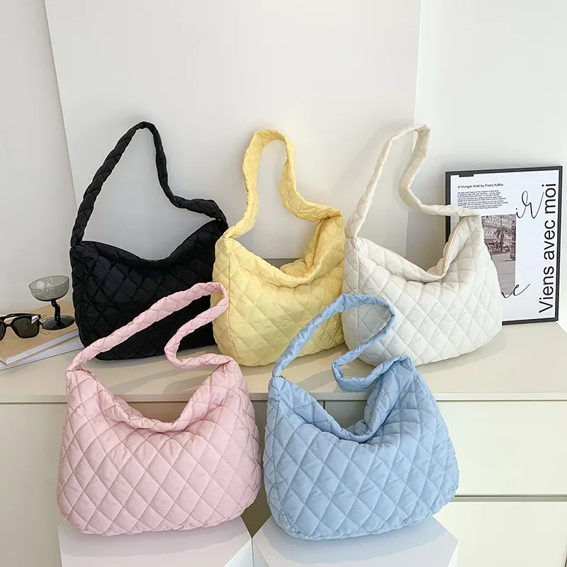 Women's Vintage Nylon Shoulder Underarm Bag Female Casual Waterproof Crossbody Hobo Bags For Lady Quilted Large Capacity Handbag thumbnail 6