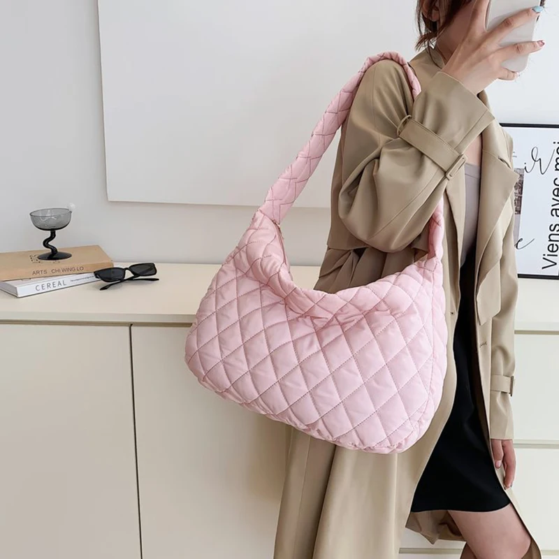Women's Vintage Nylon Shoulder Underarm Bag Female Casual Waterproof Crossbody Hobo Bags For Lady Quilted Large Capacity Handbag thumbnail 5