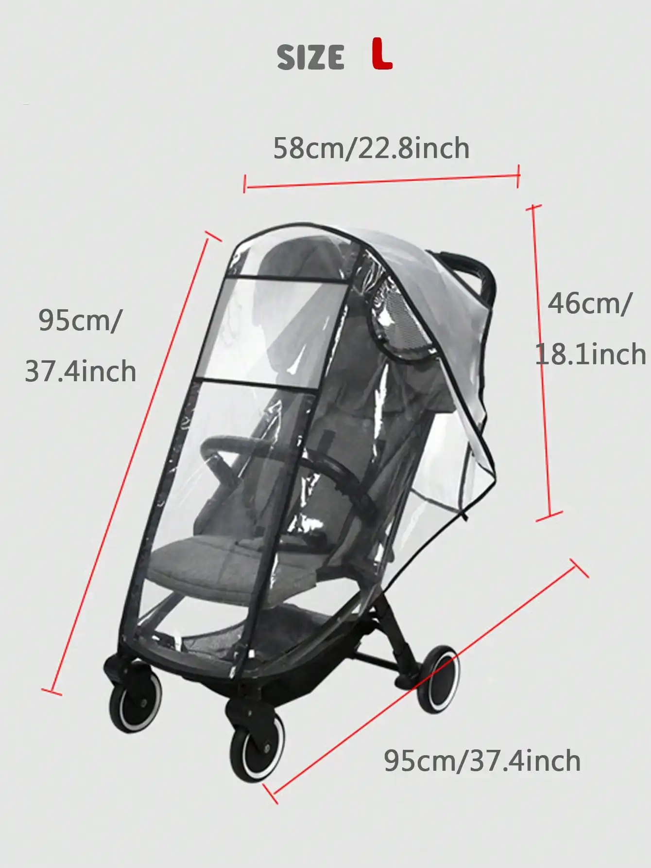 Baby stroller accessories waterproof and rainproof cover transparent windproof and dustproof opened for baby stroller raincoats thumbnail 6