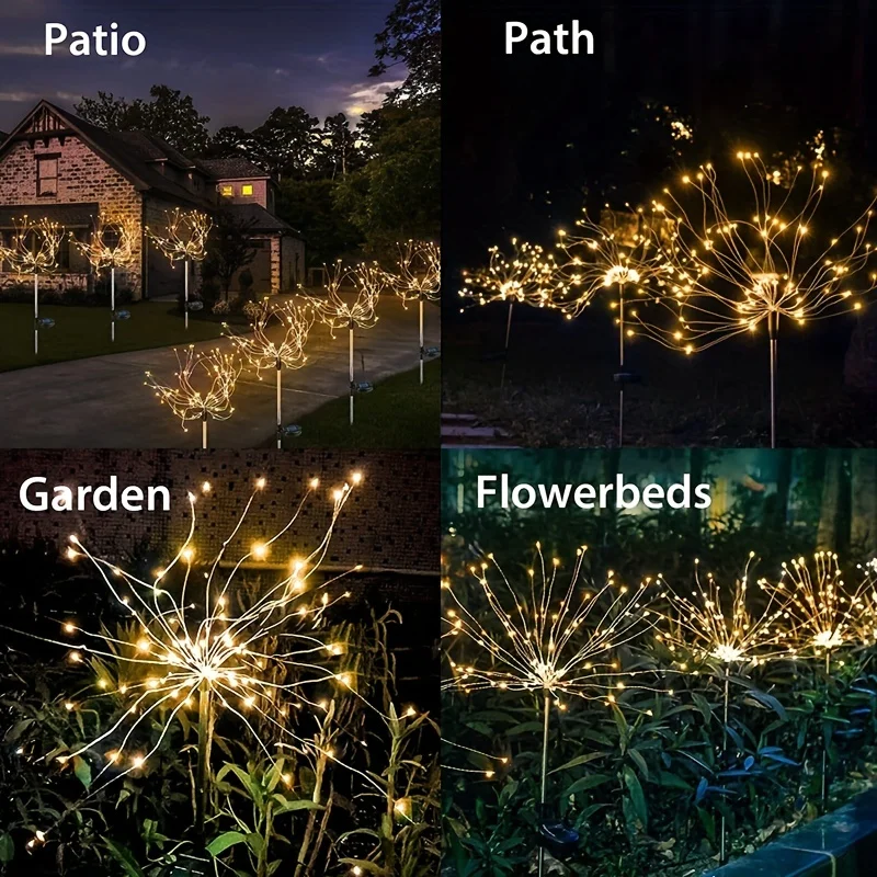 1 Packs Solar Fairy Lights,Waterproof Outdoor Firework Lights,LEDs Garden Flower Light For Garden Christmas Party DIY Decoration thumbnail 2
