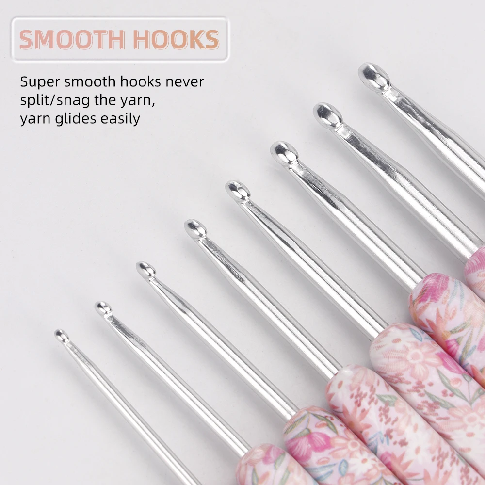 8 Size Crochet Hooks Set, MultiColor, 2(B)-6mm(J) Ergonomic Crochet Hooks with Case for Arthritic Hands, Crochet Lovers Gift thumbnail 4