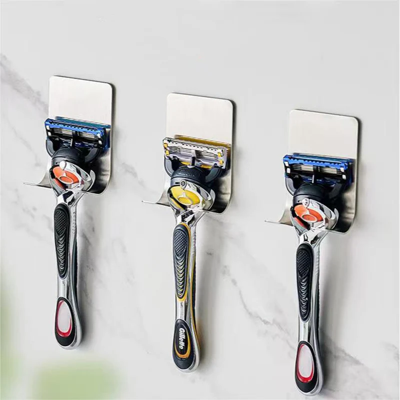 Bathroom Stainless Steel Razor Holder Storage Hook Wall  Men Shaving Shaver Shelf Punch Free Razor RackBathroom Accessories thumbnail 3