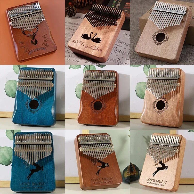 17 Keys Kalimba Beech Thumb Piano High Quality Wood Musical Instruments Gifts For Kids Creative Music Box With Learning Books thumbnail 5