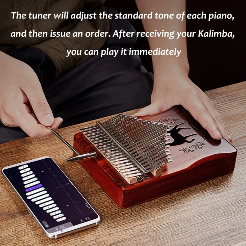 17 Keys Kalimba Beech Thumb Piano High Quality Wood Musical Instruments Gifts For Kids Creative Music Box With Learning Books thumbnail 3