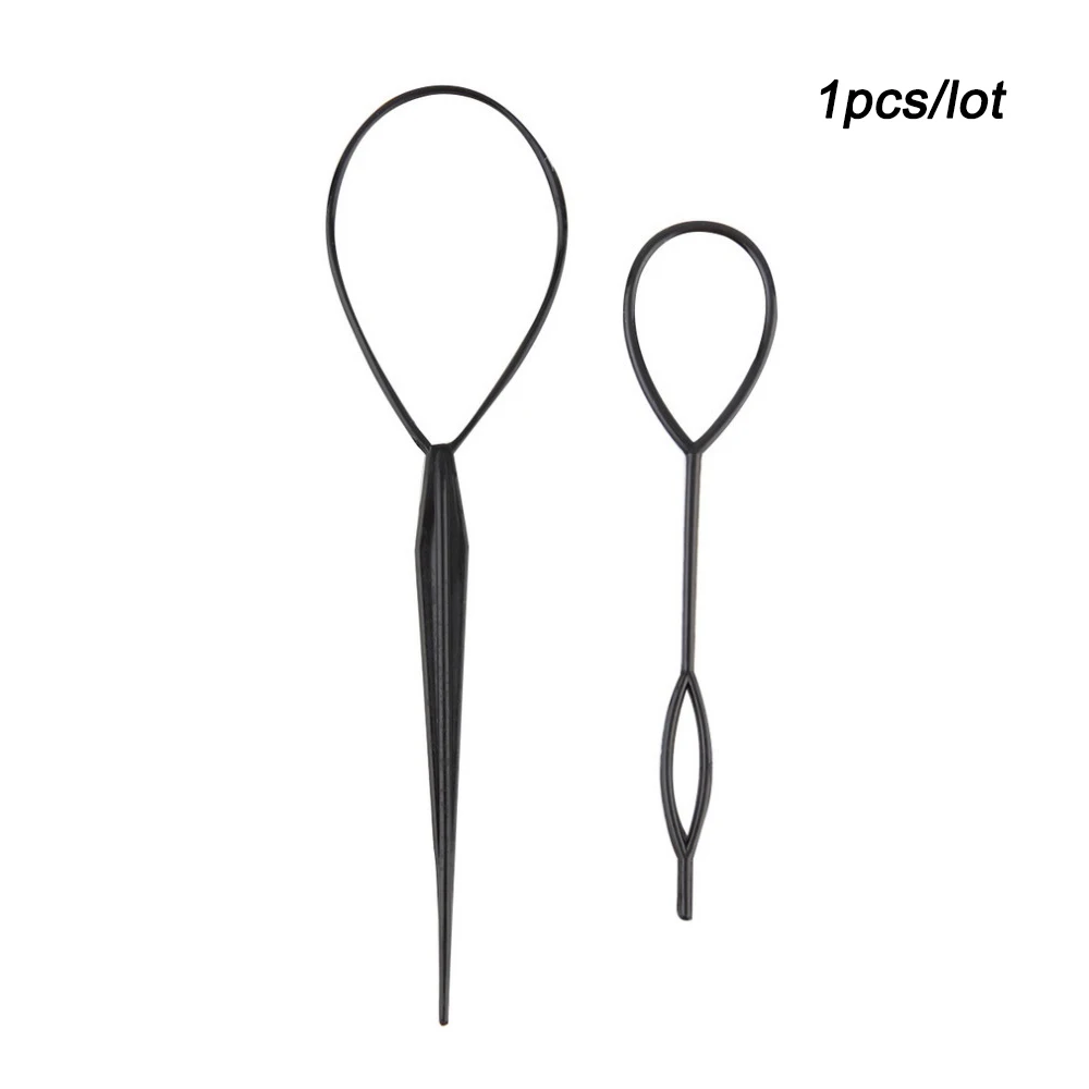 2pcs/S et Ponytail Creator Plastic Loop Black Pony Topsy Tail Clip Hair Accessories Braiding Maker Styling Tool For Women Girls thumbnail 5