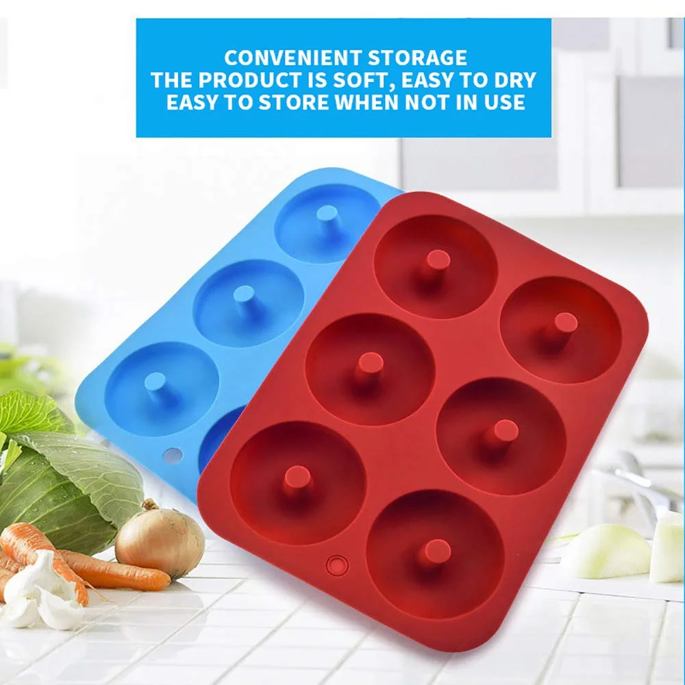6 Holes Silicone Donut Mold Bagel Pan Non Stick Baking Heat Resistance Mini Cupcake Mould Doughnut Maker Pan Baking Tool thumbnail 6
