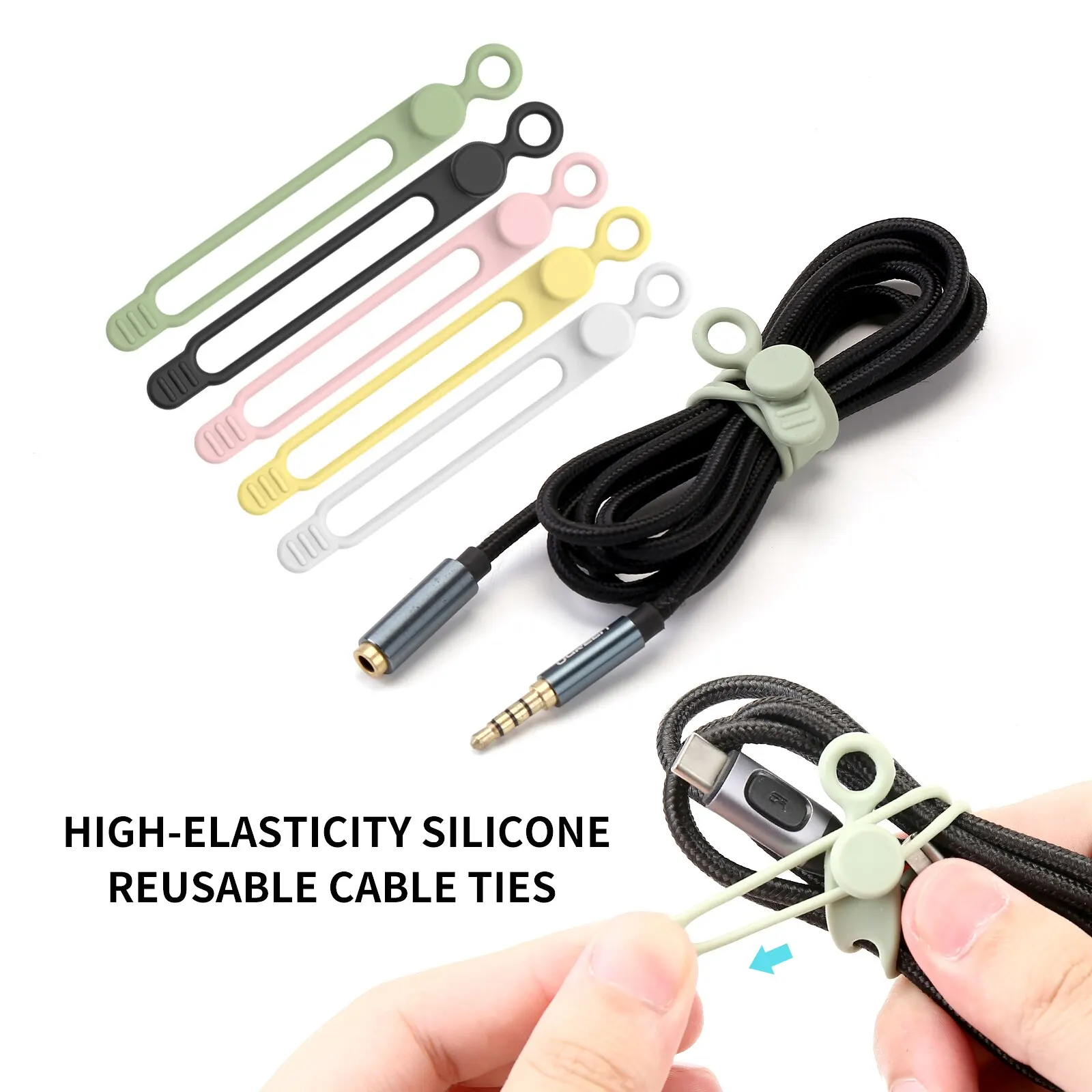 Silicone Cable Ties,Cord Organizer,Cable Straps,Reusable Cord Ties,Travel Cable Organizer ,Cute Elastic Tie, Wire Ties thumbnail 2