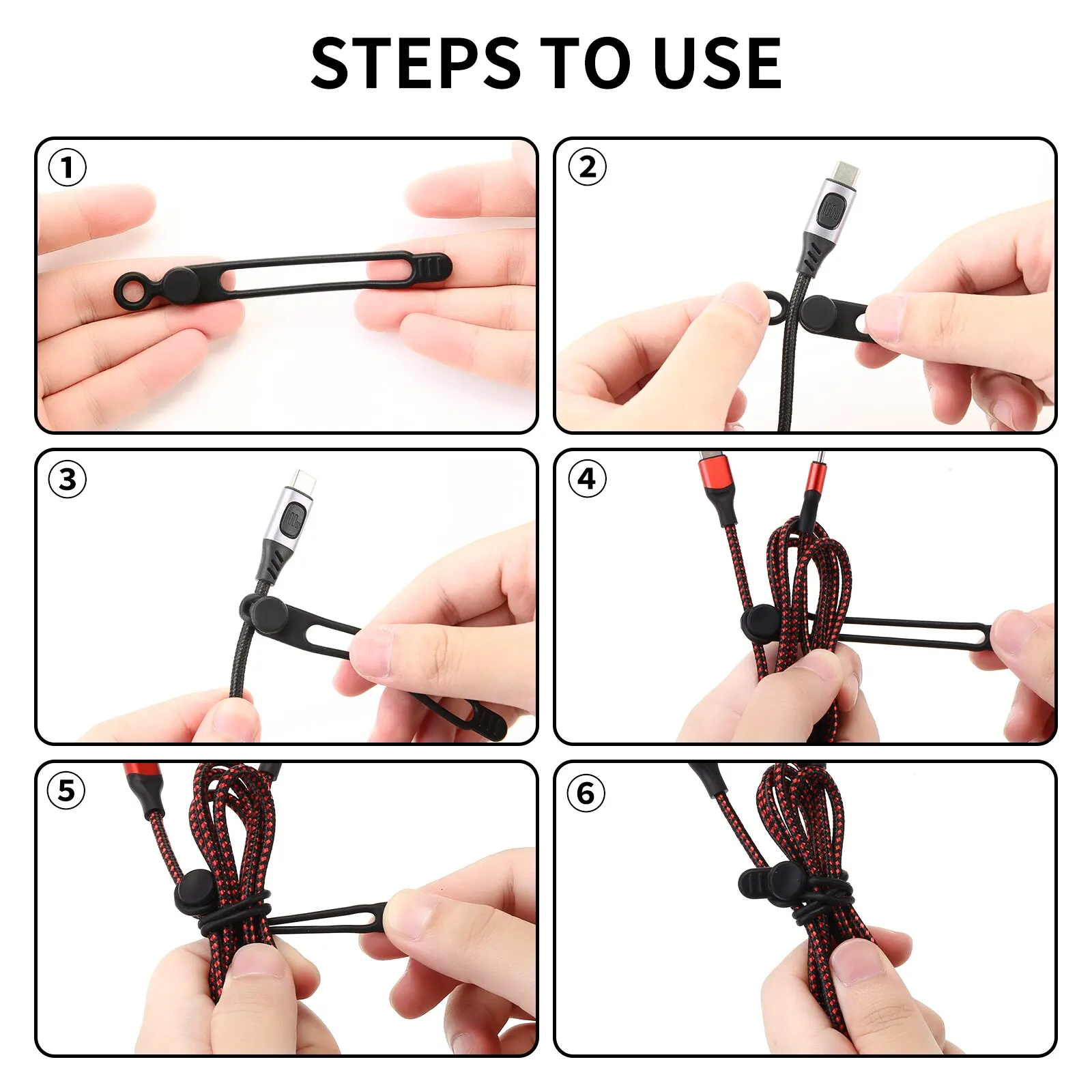 Silicone Cable Ties,Cord Organizer,Cable Straps,Reusable Cord Ties,Travel Cable Organizer ,Cute Elastic Tie, Wire Ties thumbnail 4