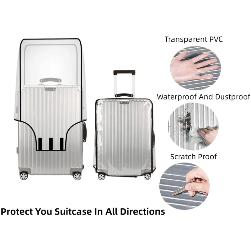 New 20-30inch Luggage Cover Transparent Protector Waterproof Thickened Suitcase Cover PVC Rolling Cover for Traveling Suitcase thumbnail 4
