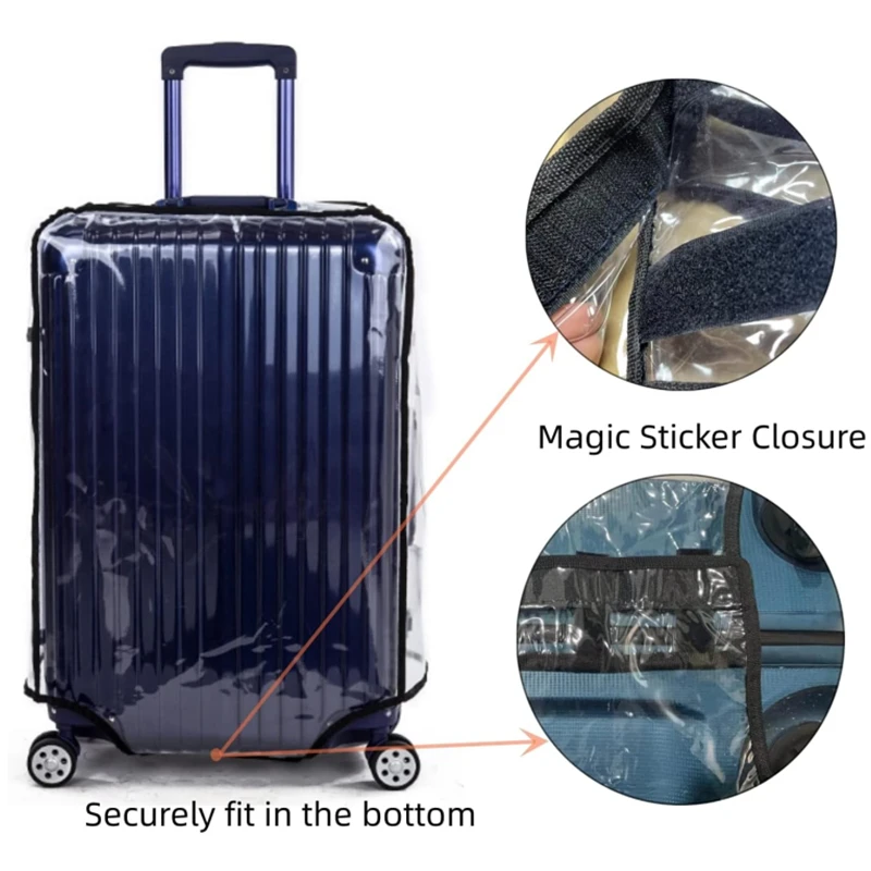 New 20-30inch Luggage Cover Transparent Protector Waterproof Thickened Suitcase Cover PVC Rolling Cover for Traveling Suitcase thumbnail 5