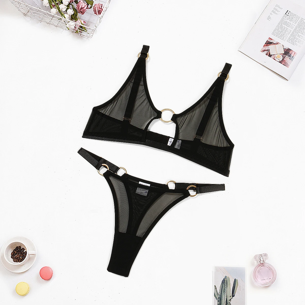 See Through Mesh Underwear for Women to Pieces Summer Sexy Bra Set Eroctic Lingerie Two Piece Women Nice Sexy Underwear thumbnail 5