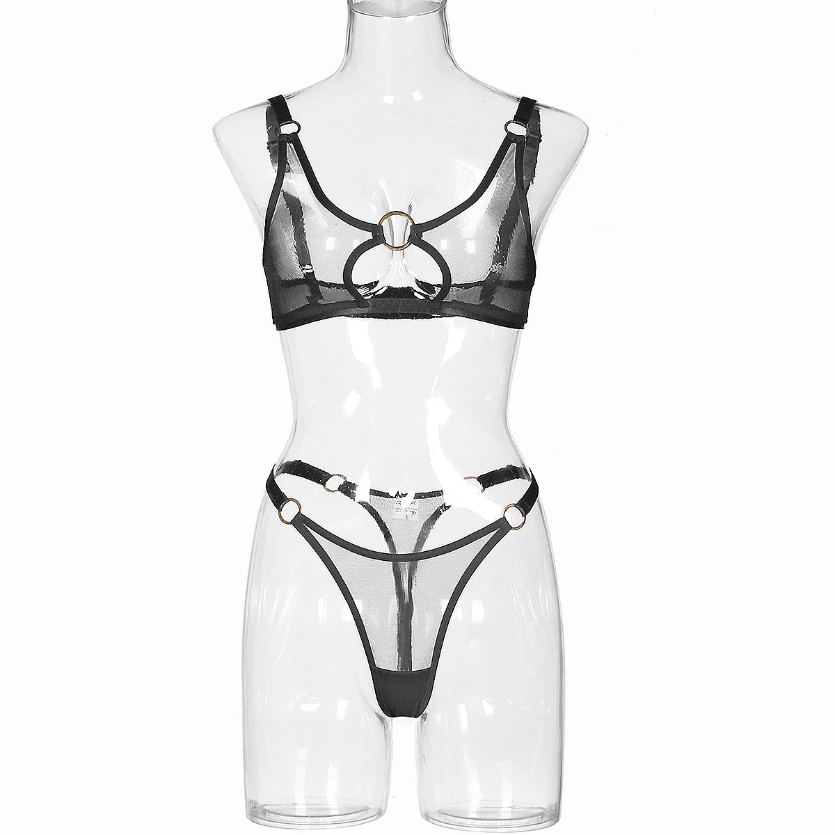 See Through Mesh Underwear for Women to Pieces Summer Sexy Bra Set Eroctic Lingerie Two Piece Women Nice Sexy Underwear thumbnail 6