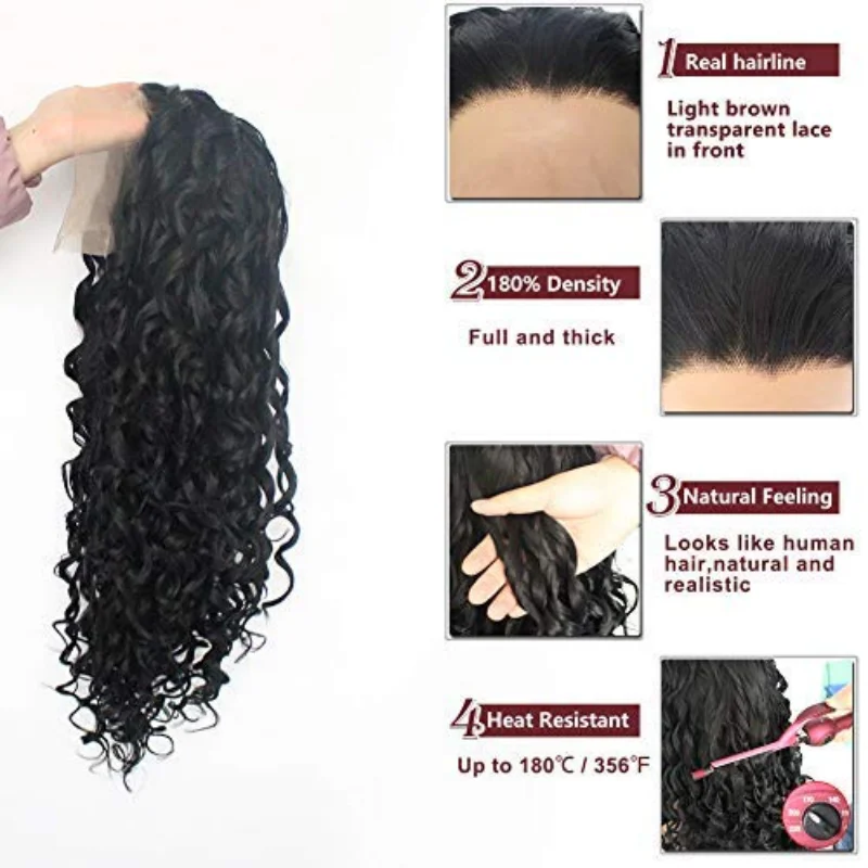 61cm/24Inch synthetic Wig for Women Girls + 1 Wig Cap Long Black Purple Brown Curly  Soft Heat Resistant Fiber Wigs thumbnail 4