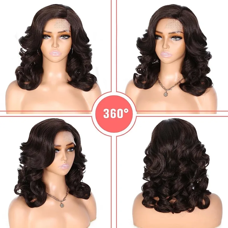 16in/40cm Loose Wave Lace Part Pure Color Nature Curly Synthetic Heat Resistant Weave for Women thumbnail 2