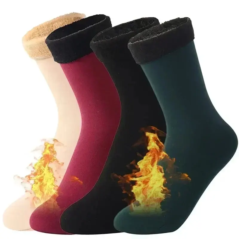 1/2/3/5/10Pairs Thermal Socks Women Winter Warm Thicken Fleece Short Socks Cashmere Wool Socks Snow Velvet Boots Home Floor Wear thumbnail 2