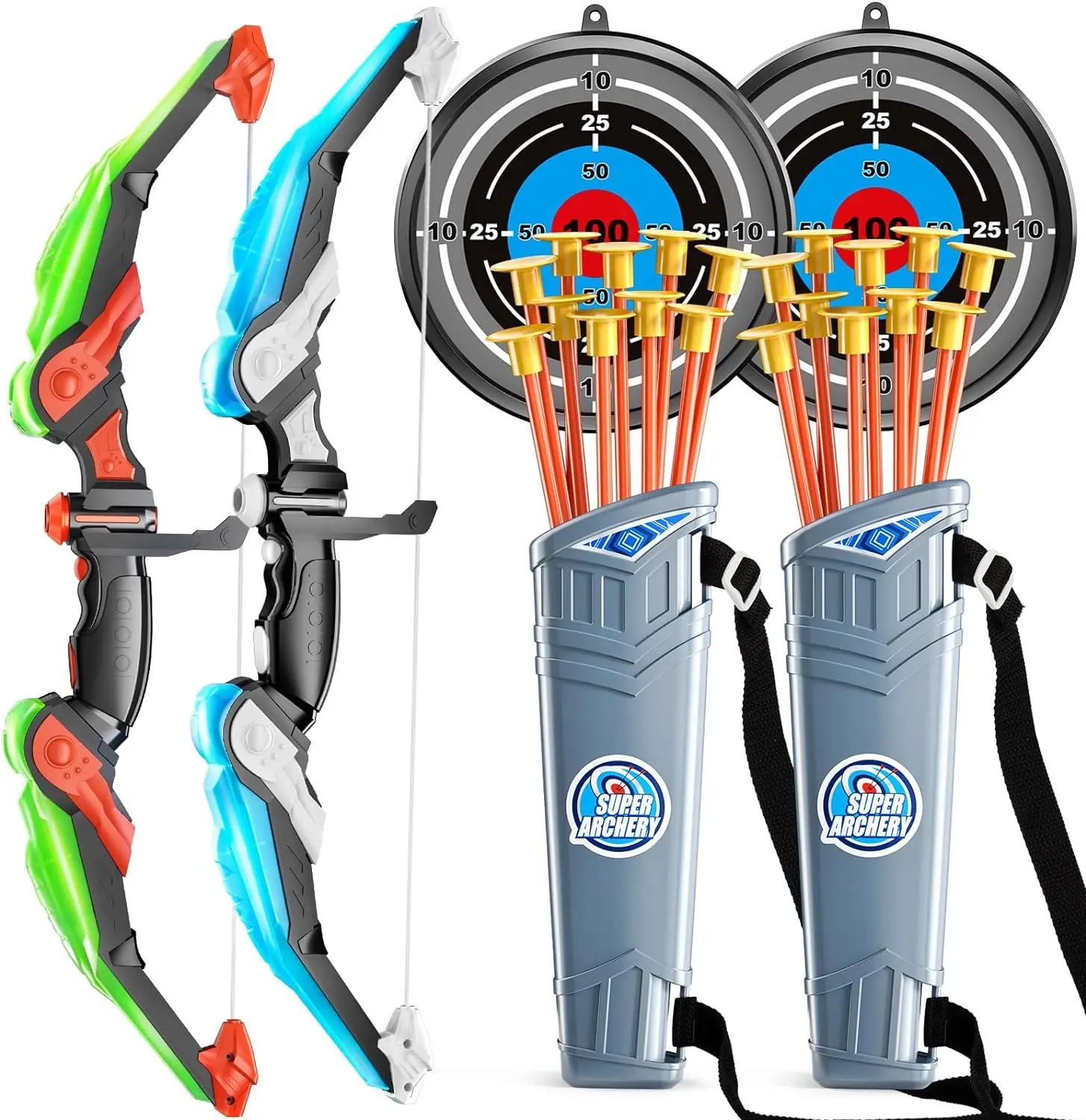 Kids Bow and Arrow Set, LED Light Up Archery Toys Set for Kids Ages 4-8 8-12, with 10 Suction Cup Arrows, Target & Quiver, Boys thumbnail 2