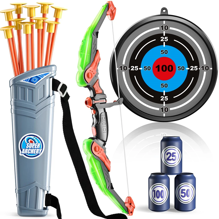 Kids Bow and Arrow Set, LED Light Up Archery Toys Set for Kids Ages 4-8 8-12, with 10 Suction Cup Arrows, Target & Quiver, Boys thumbnail 5