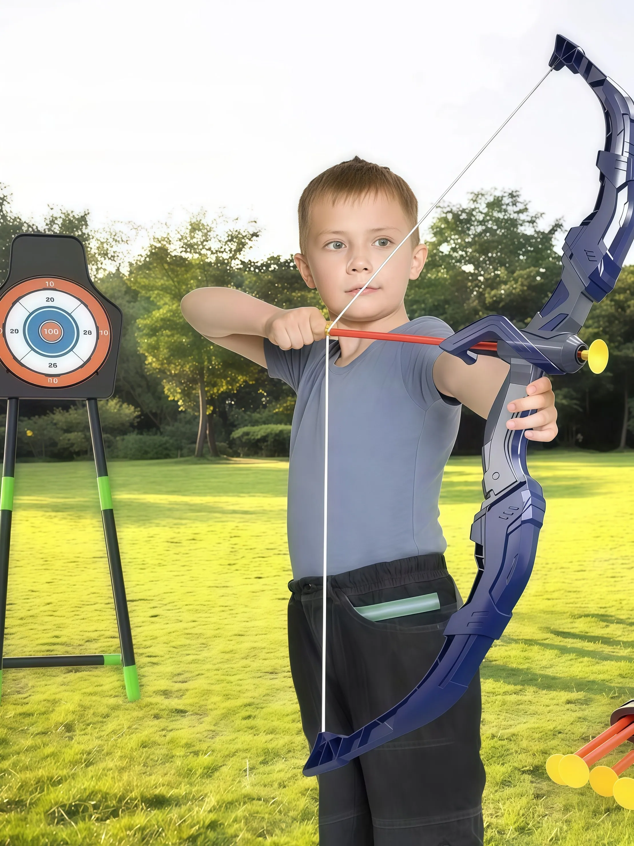 Kids Bow and Arrow Set, LED Light Up Archery Toys Set for Kids Ages 4-8 8-12, with 10 Suction Cup Arrows, Target & Quiver, Boys thumbnail 6