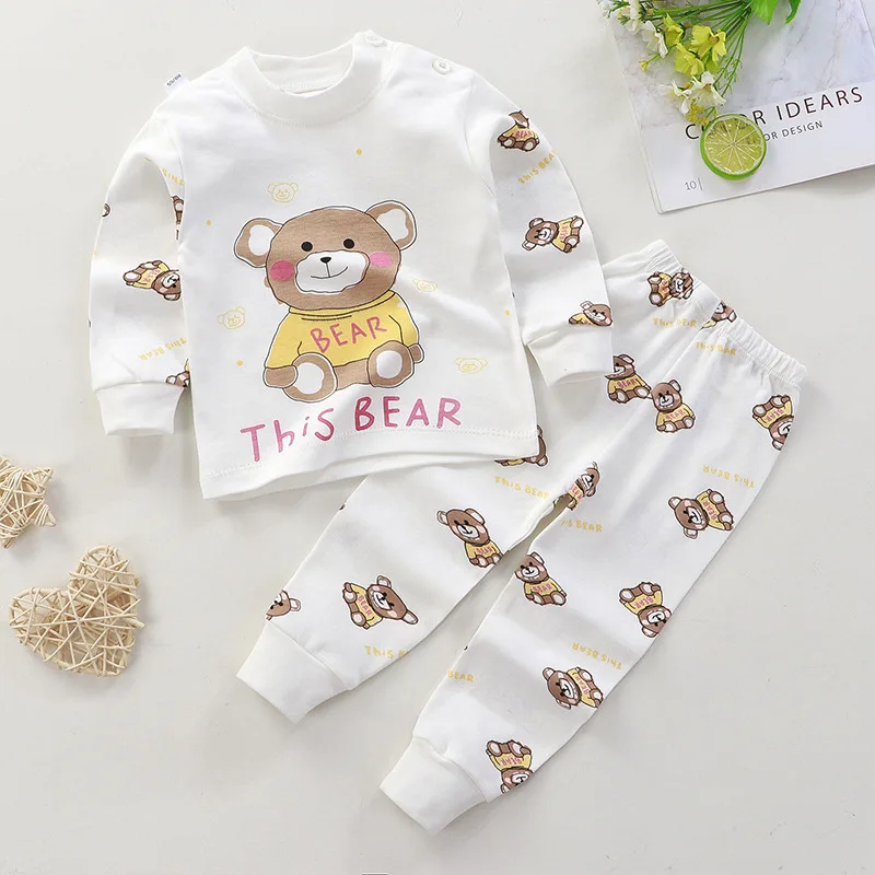 New Child Pure Cotton Underwear Two Piece Boys And Girls Autumn Clothes Toddler Cartoon Long Sleeve Pajama Suits Home Wear thumbnail 6