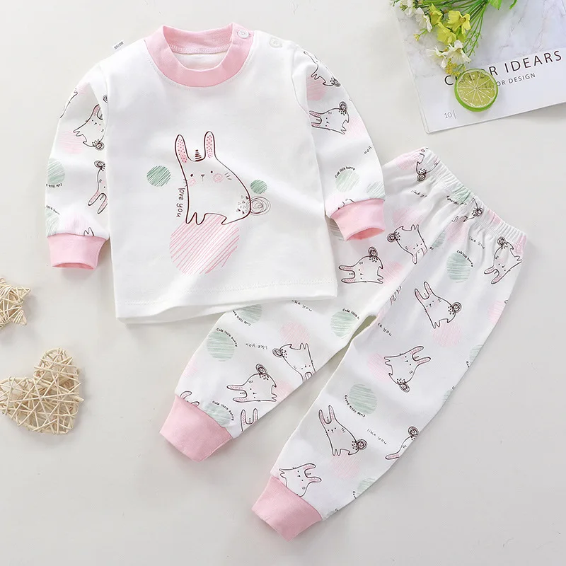 New Child Pure Cotton Underwear Two Piece Boys And Girls Autumn Clothes Toddler Cartoon Long Sleeve Pajama Suits Home Wear thumbnail 3