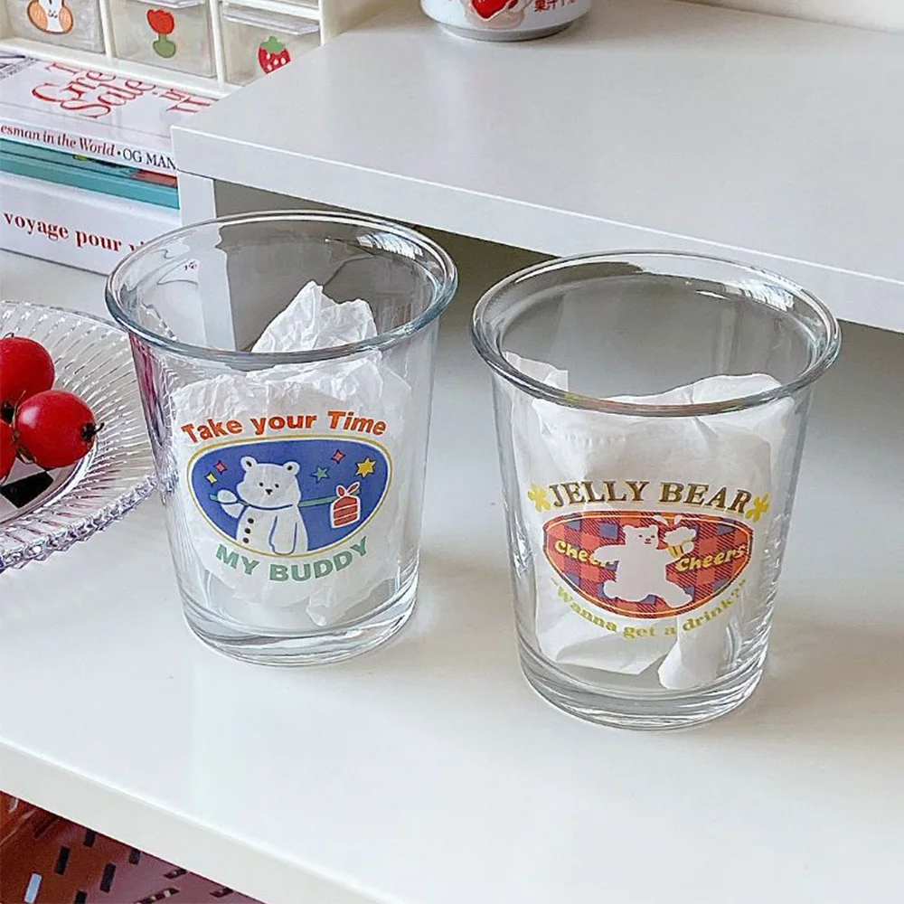 Transparent Glass Cup Juice Cups Cute Tea Milk 300ml Coffee Mug Drinkware Dining for Breakfast Cup Cold Extract Drinkware Cups thumbnail 3