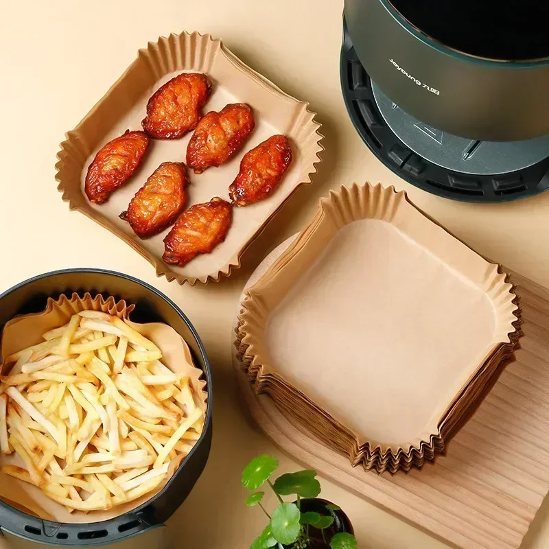50/100PCS Air Fryer Disposable Paper Square Round Baking Paper Barbecue Plate NonStick Mat Kitchen Oven Oil Absorbing Paper Tool thumbnail 3