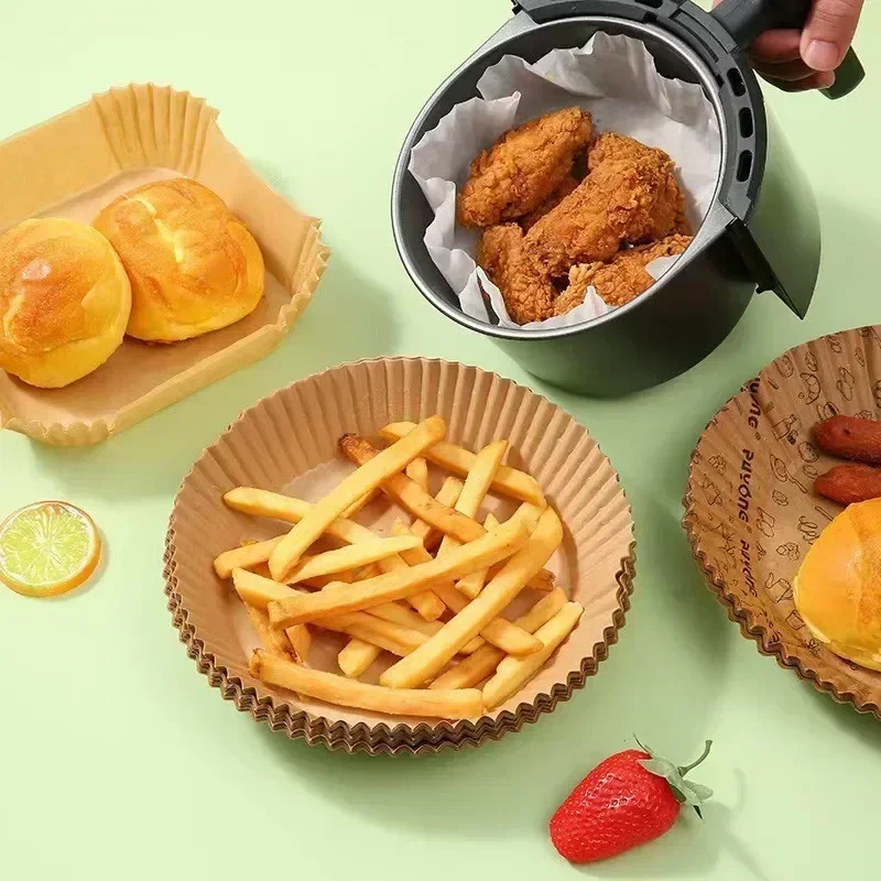 50/100PCS Air Fryer Disposable Paper Square Round Baking Paper Barbecue Plate NonStick Mat Kitchen Oven Oil Absorbing Paper Tool thumbnail 6