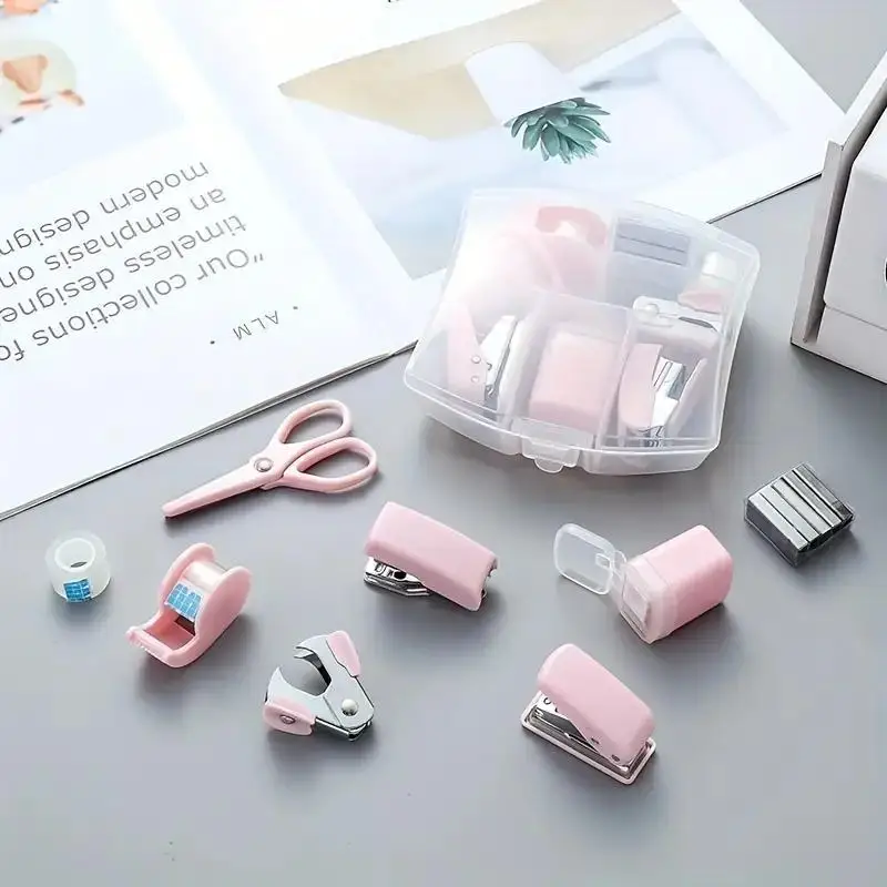 Makaron Mini School Supply Kits Mini Office Supply Kits, Includes Mini Stapler,Scissors, Staple Remover, Staples, Tape Dispenser thumbnail 2