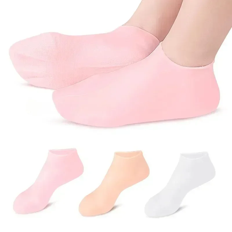 1 Pair Silicone Moisturizing Socks Exfoliating Gel Heel Socks Callus Cracked Dead Skin Remove Protector Pain Relief Foot Care thumbnail 2