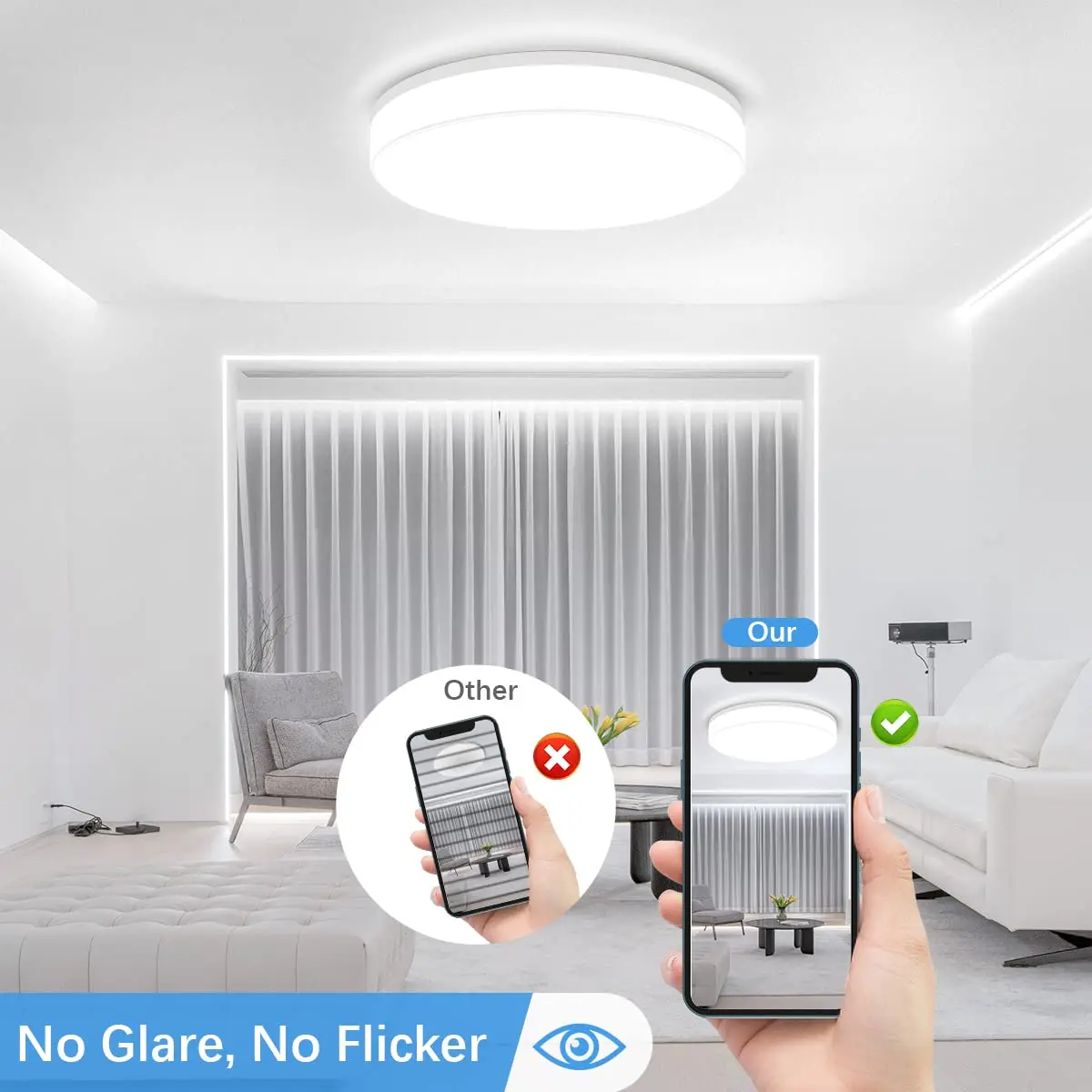 IRALAN Ultra-thin Round LED Ceiling Light Bedroom Light Neutral White Cool White Warm White 48W 36W 24W 18W LED Ceiling Light thumbnail 3