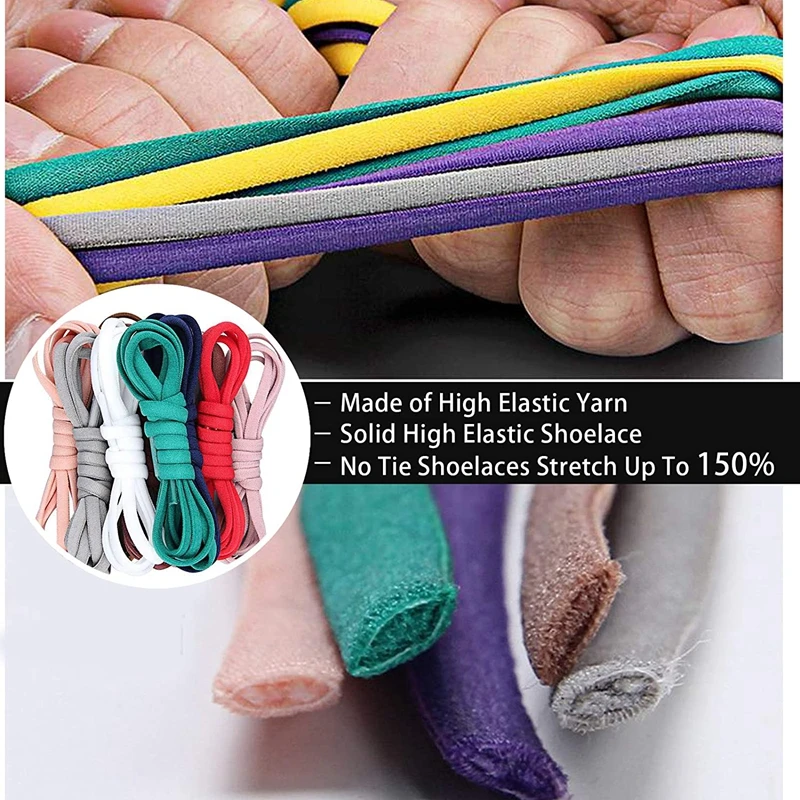 21 Colors No Tie Shoelaces For Sneakers Elastic Shoe Laces Round Metal Lock Lazy Shoelace 1 Second quick on and off unisex thumbnail 3