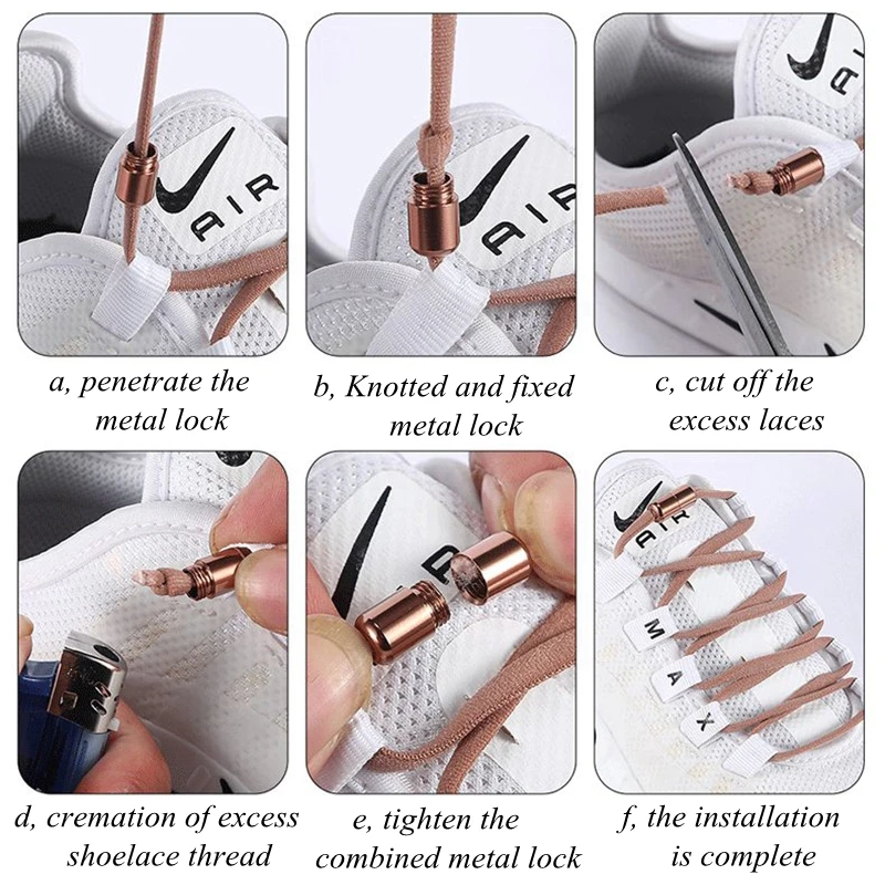 21 Colors No Tie Shoelaces For Sneakers Elastic Shoe Laces Round Metal Lock Lazy Shoelace 1 Second quick on and off unisex thumbnail 6