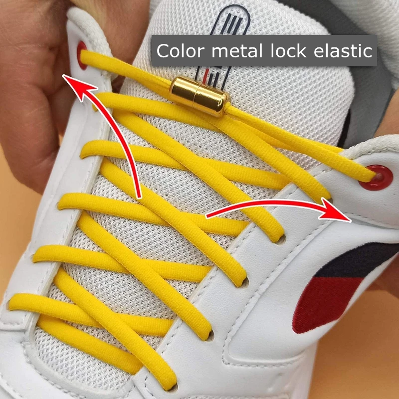 21 Colors No Tie Shoelaces For Sneakers Elastic Shoe Laces Round Metal Lock Lazy Shoelace 1 Second quick on and off unisex thumbnail 2