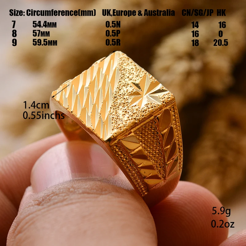 Dubai Middle Eastern Gold Color Rings For  Men Weddings Ring Engagements Flower and Gifts thumbnail 2