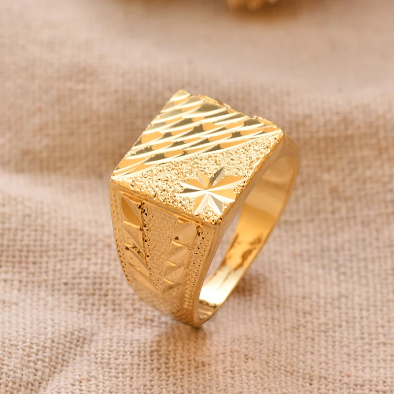 Dubai Middle Eastern Gold Color Rings For  Men Weddings Ring Engagements Flower and Gifts thumbnail 3