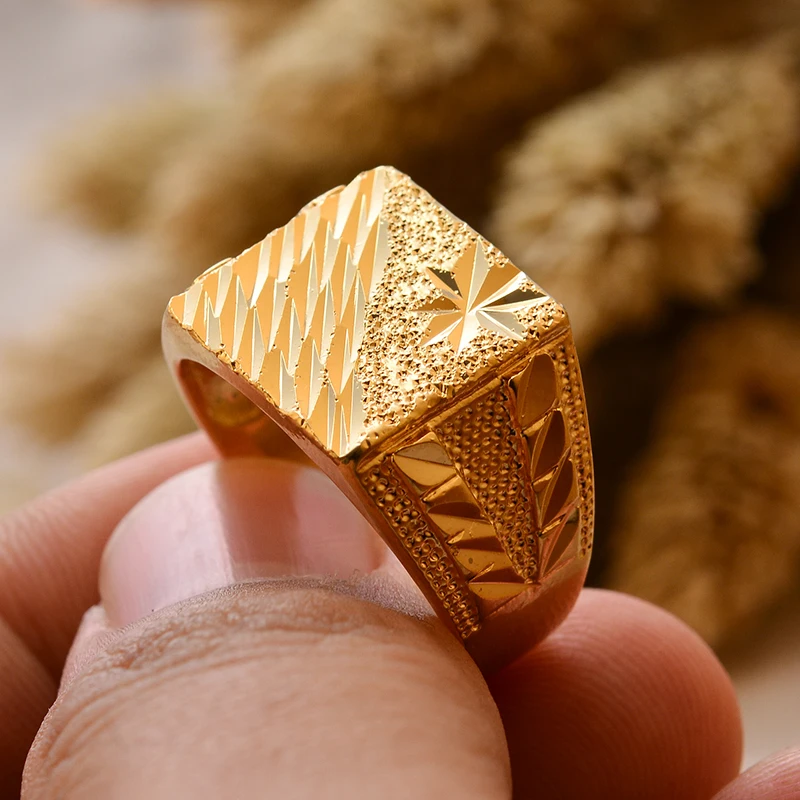 Dubai Middle Eastern Gold Color Rings For  Men Weddings Ring Engagements Flower and Gifts thumbnail 6