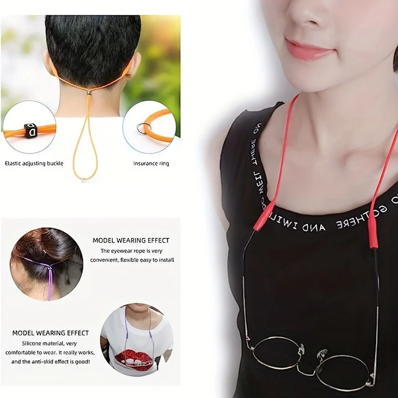 Fashion Sports Eyewear Retainer Candy Color Silicone Sunglasses Women Men Eyeglasses Straps Adjustable Glasses Elastic Holder thumbnail 6