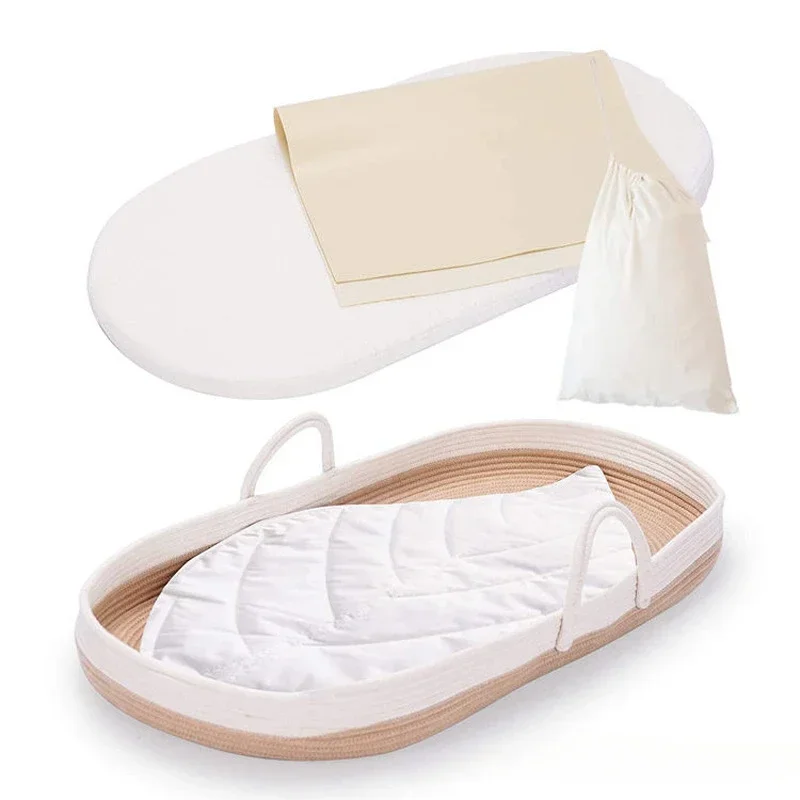 New Cotton Rope Knitted Baby Carrying Basket Foldable Portable Newborn Bedding Out Sleeping Basket Car thumbnail 3