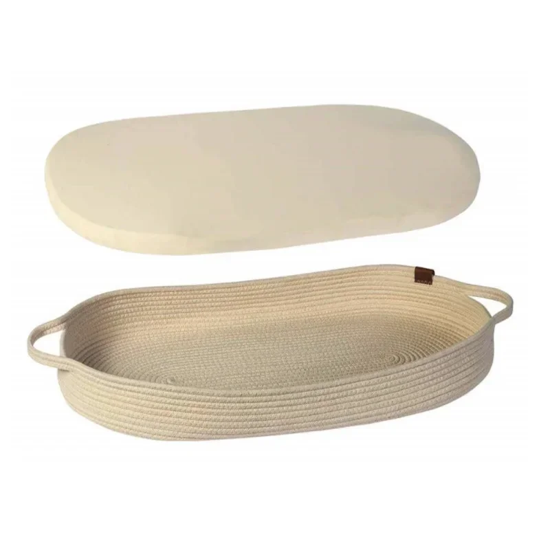 New Cotton Rope Knitted Baby Carrying Basket Foldable Portable Newborn Bedding Out Sleeping Basket Car thumbnail 4