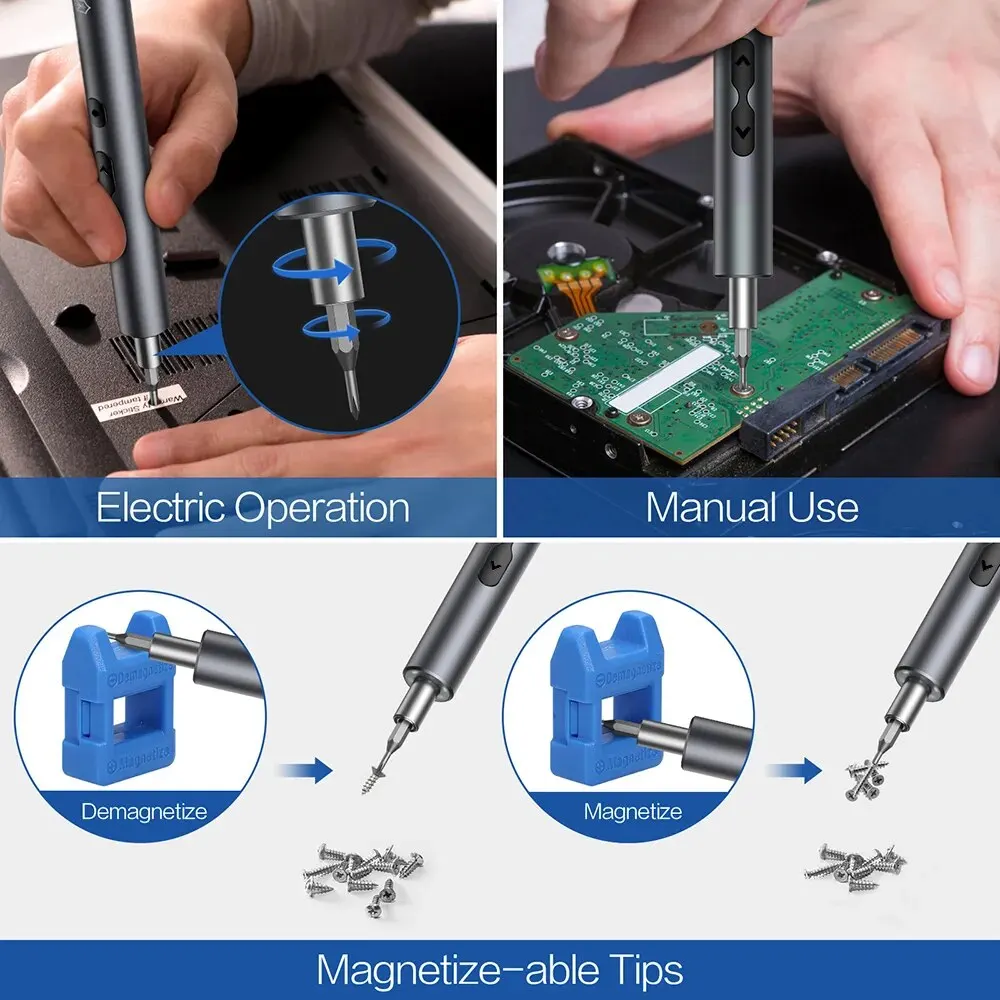 Electric Screwdriver Precision Sets 62 in 1 Power Tool Kit Rechargeable Wireless Mini Small Magnetic Bits for Xiaomi Cell Mobile thumbnail 5