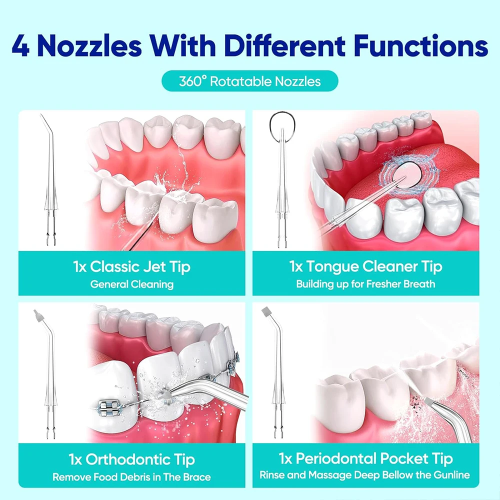 Oral Irrigator Portable Water Flosser Dental Pick 5 Modes 360° Rotated Jet For Cleaning Teeth Thread Floss Mouth Washing Machine thumbnail 3