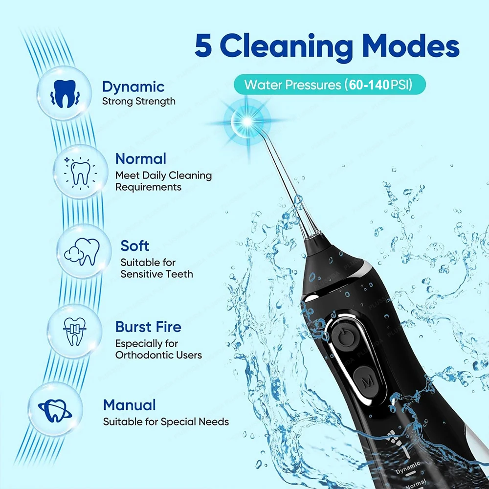 Oral Irrigator Portable Water Flosser Dental Pick 5 Modes 360° Rotated Jet For Cleaning Teeth Thread Floss Mouth Washing Machine thumbnail 5