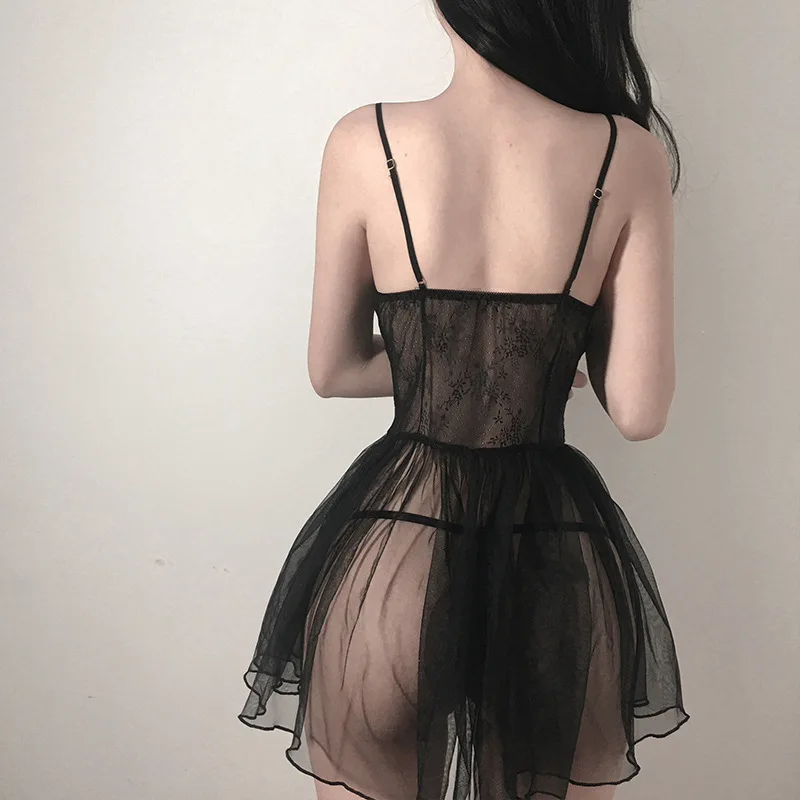 Sexy Sleepwear For Women Erotic Lace Dress Babydoll Lingerie V-neck Strap Nightwear Female Underwear Lenceria Sensual Mujer thumbnail 5