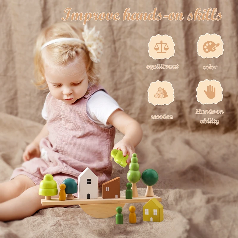 Montessori Sensory Toys  Stacking Toys For Baby Forest Houses Replica Wooden Forest Blocks  Early Childhood Education Game Gift thumbnail 5