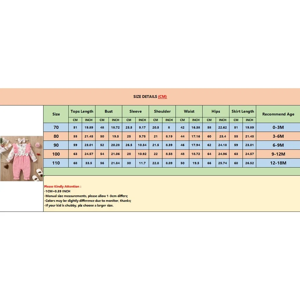 Baby Girl Fashion Romper Cute Floral Pattern Long Sleeve Bow Bodysuit Spring&Autumn Jumpsuit for Infant Girl 0-18 Months thumbnail 6