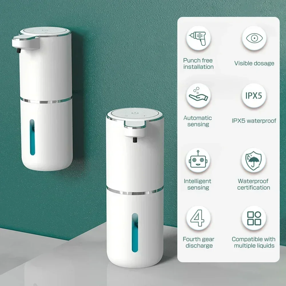 380ML Automatic Foam Soap P11 Dispenser Bathroom Smart Washing Hand Machine With USB Charging White ABS Material thumbnail 4