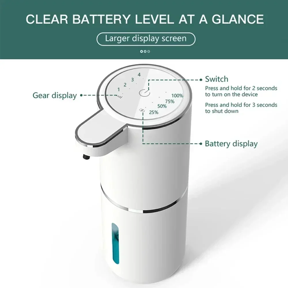 380ML Automatic Foam Soap P11 Dispenser Bathroom Smart Washing Hand Machine With USB Charging White ABS Material thumbnail 6