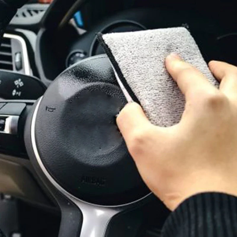 2-10Pcs Soft Double Side Microfiber Scrubbing Sponge Car Leather Cleaning Microfiber Towel Wax Sponge Auto Detailing Tools thumbnail 2