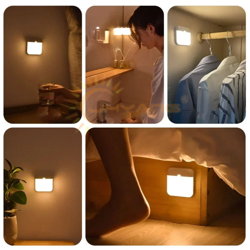 Motion Sensor Light USB Night Light LED Lamp With Switch Rechargeable Inductor Lights For Kitchen Stairs Hallway Closet Bedroom thumbnail 2